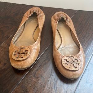 Tory Burch Minnie ballet Brown Leather Flats size 7